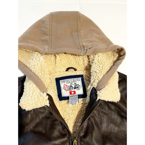 Swiss Cross Boys Water Resistant Coat with Faux Fur Trim Size 10/12 Color Brown - Picture 4 of 7